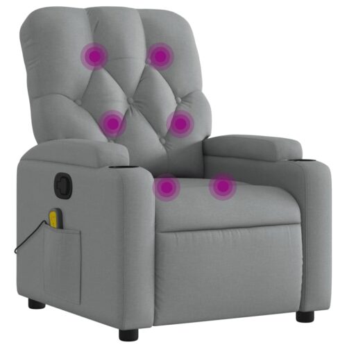 Massage Recliner Chair Lounge Sofa Armchair Massager  Light Grey Fabric - Image 2
