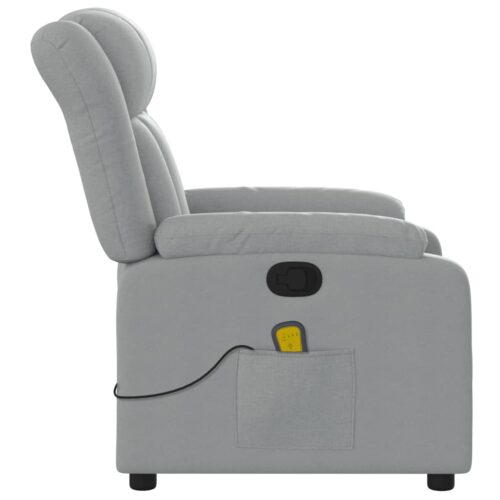 Massage Recliner Chair Light Grey Fabric - Image 8