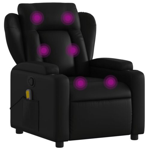 Massage Recliner Chair Black Faux Leather - Image 2