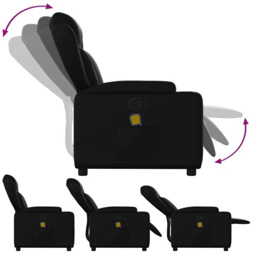 Massage Recliner Chair Black Faux Leather - Image 7