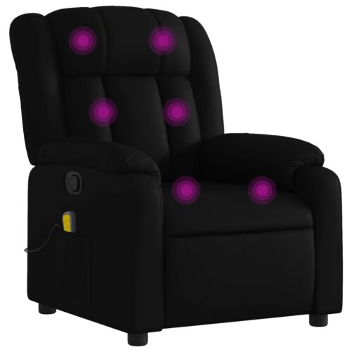 Massage Recliner Chair Black Faux Leather - Image 2