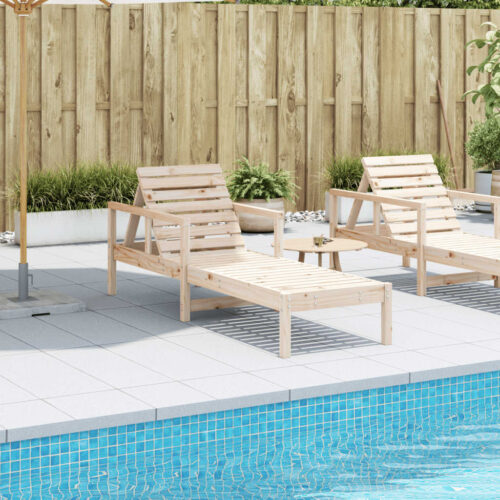 Pine Wood Outdoor Sun Lounger Garden Patio Pool Beach Lounge Recliner Chair - Image 3
