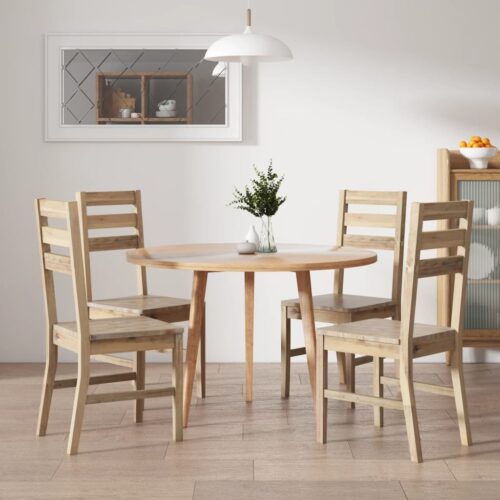 Dining Chairs 4pcs Solid Acacia Wood - Image 8