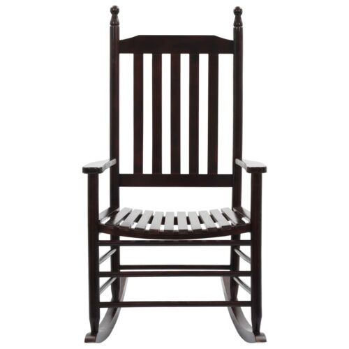 Rocking Chair with Curved Seat Brown Poplar Wood - Image 2