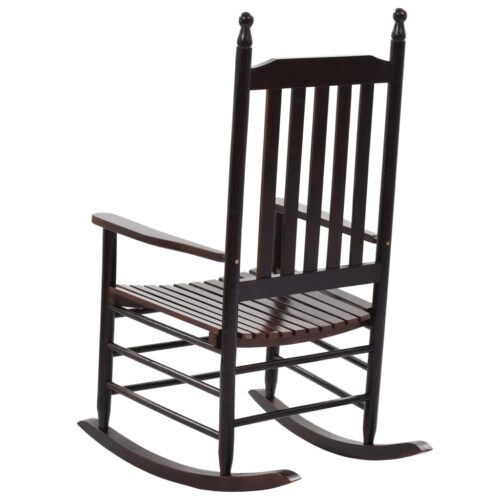 Rocking Chair with Curved Seat Brown Poplar Wood - Image 4