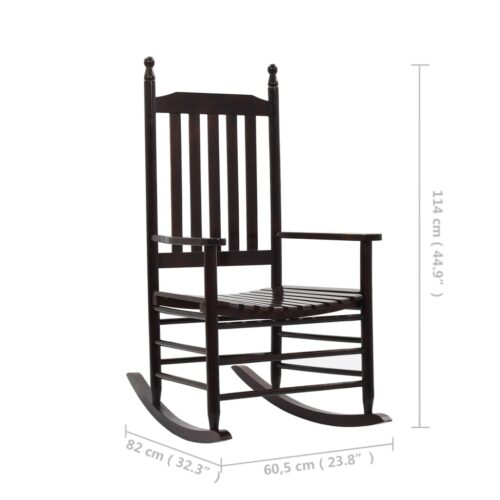 Rocking Chair with Curved Seat Brown Poplar Wood - Image 8