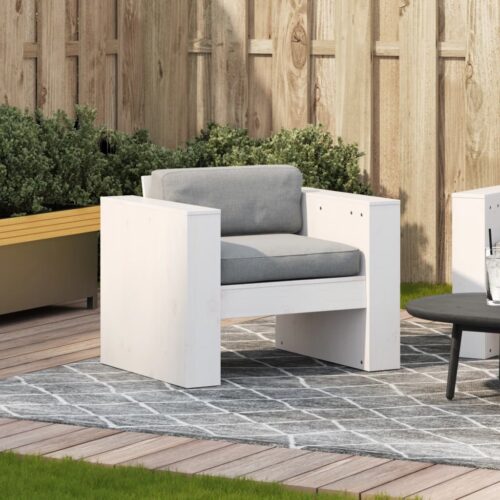 Garden Sofa White 79x60x62cm Solid Wood Pine - Image 3