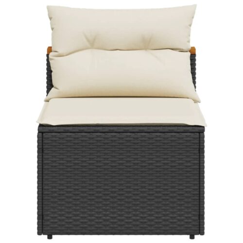 Garden Sofas Armless with Cushions 2pcs Black Poly Rattan - Image 5