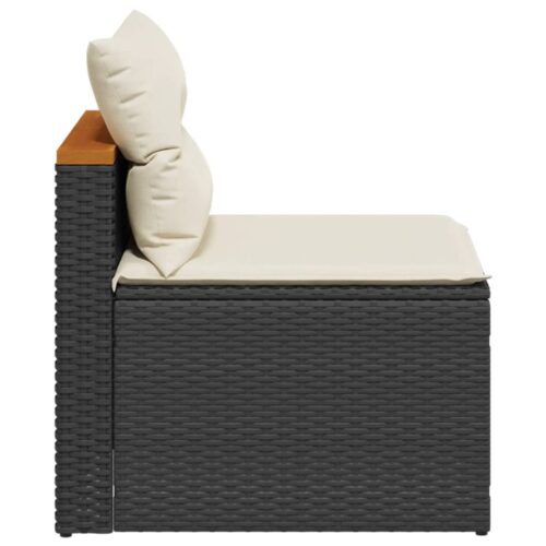 Garden Sofas Armless with Cushions 2pcs Black Poly Rattan - Image 6