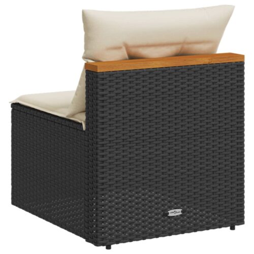 Garden Sofas Armless with Cushions 2pcs Black Poly Rattan - Image 7