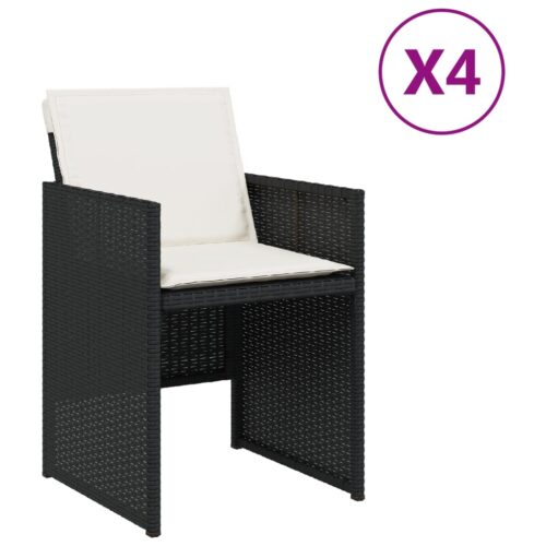 Garden Chairs with Cushions 4pcs Black Poly Rattan - Image 2