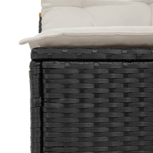 Garden Sofas Armless with Cushions 2pcs Black Poly Rattan - Image 8