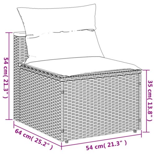 Garden Sofas Armless with Cushions 2pcs Black Poly Rattan - Image 9
