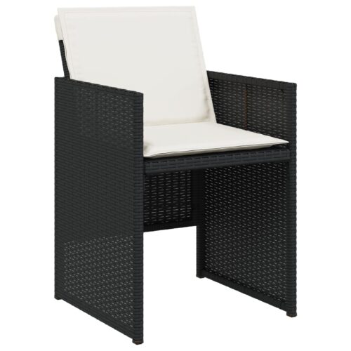 Garden Chairs with Cushions 4pcs Black Poly Rattan