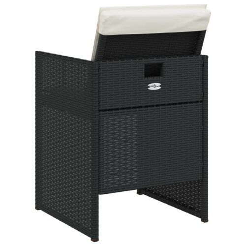 Garden Chairs with Cushions 4pcs Black Poly Rattan - Image 7
