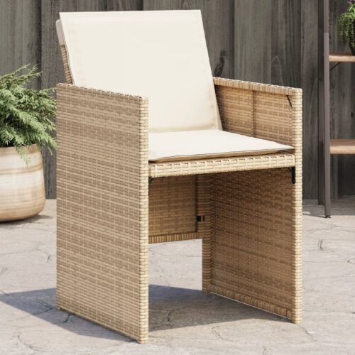 Garden Chairs with Cushions 4pcs Beige Poly Rattan - Image 11
