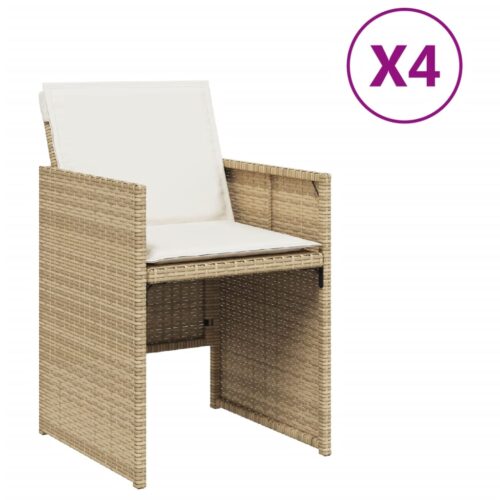 Garden Chairs with Cushions 4pcs Beige Poly Rattan
