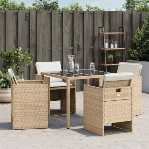 Garden Chairs with Cushions 4pcs Beige Poly Rattan - Image 12