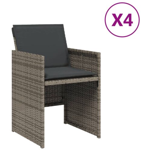 Garden Chairs with Cushions 4pcs Grey Poly Rattan - Image 2