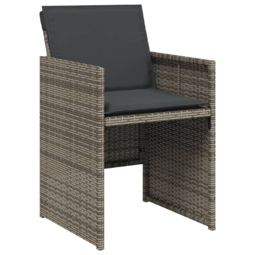 Garden Chairs with Cushions 4pcs Grey Poly Rattan