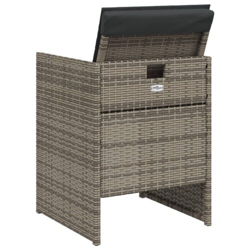 Garden Chairs with Cushions 4pcs Grey Poly Rattan - Image 7