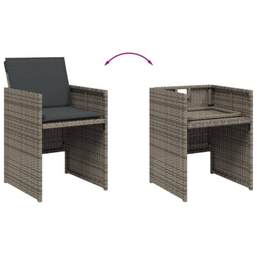 Garden Chairs with Cushions 4pcs Grey Poly Rattan - Image 8