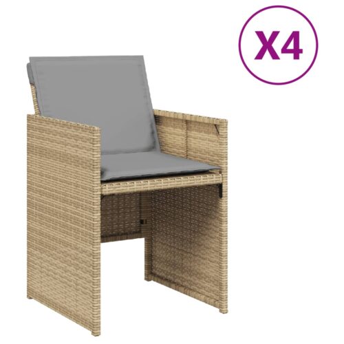 Garden Chairs with Cushions 4pcs Mix Beige Poly Rattan - Image 2