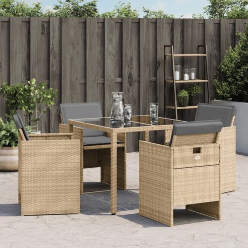 Garden Chairs with Cushions 4pcs Mix Beige Poly Rattan - Image 3