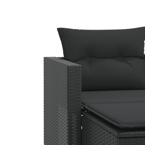 Garden Sofa 2-Seater with Stools Black Poly Rattan - Image 7