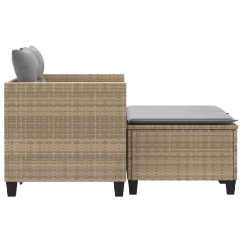 Garden Sofa 2-Seater with Stools Beige Poly Rattan - Image 5