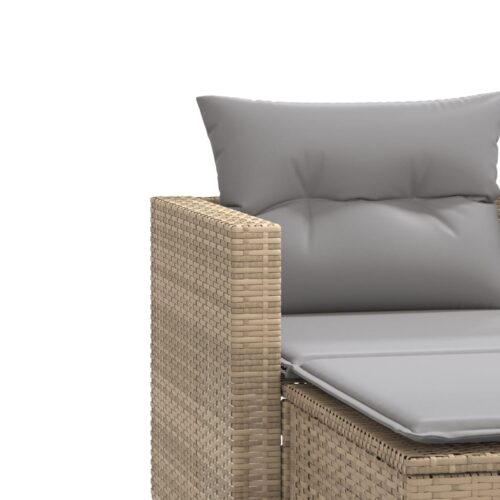 Garden Sofa 2-Seater with Stools Beige Poly Rattan - Image 7