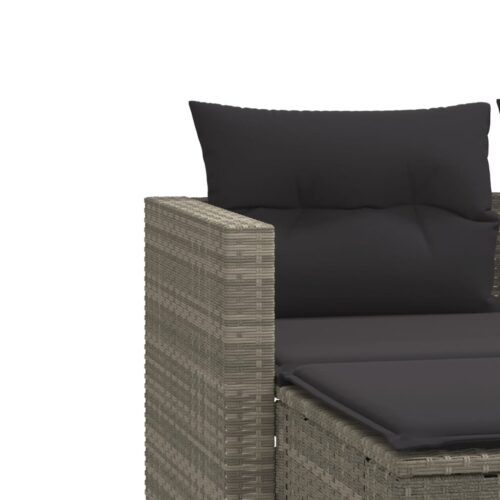 Garden Sofa 2-Seater with Stools Grey Poly Rattan - Image 7