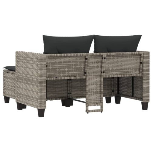 Garden Sofa 2-Seater with Stools Grey Poly Rattan - Image 6