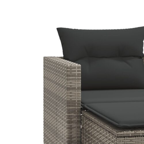 Garden Sofa 2-Seater with Stools Grey Poly Rattan - Image 7