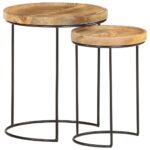 2-Piece Coffee Table Set Solid Mango Wood Steel