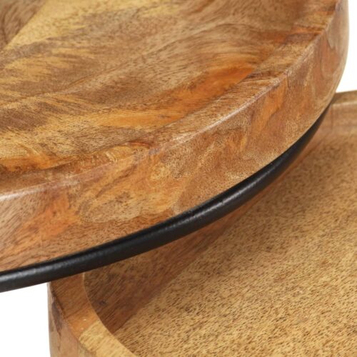 2-Piece Coffee Table Set Solid Mango Wood Steel - Image 8