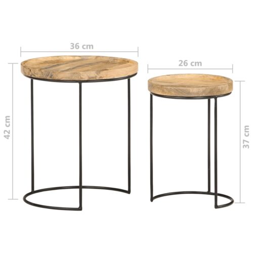 2-Piece Coffee Table Set Solid Mango Wood Steel - Image 9