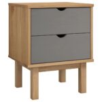 Bedside Cabinet OTTA Brown Grey 45x39x57cm Solid Wood Pine