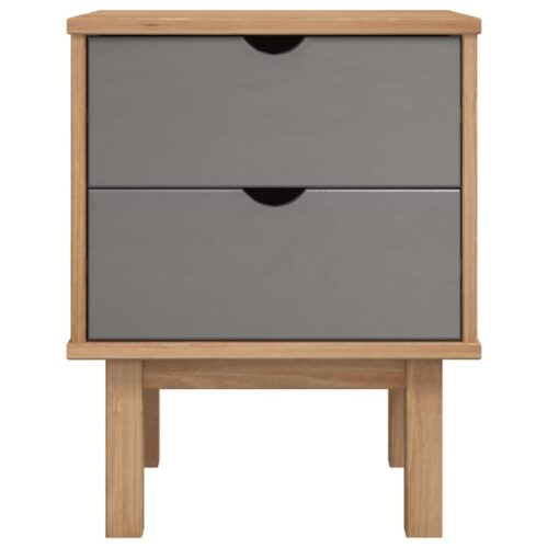 Bedside Cabinet OTTA Brown Grey 45x39x57cm Solid Wood Pine - Image 3