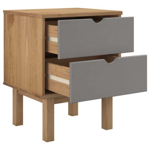 Bedside Cabinet OTTA Brown Grey 45x39x57cm Solid Wood Pine - Image 4