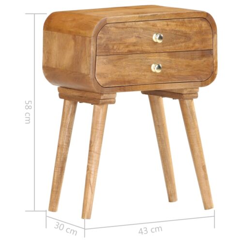 Bedside Cabinet 43x30x58cm Solid Mango Wood - Image 6