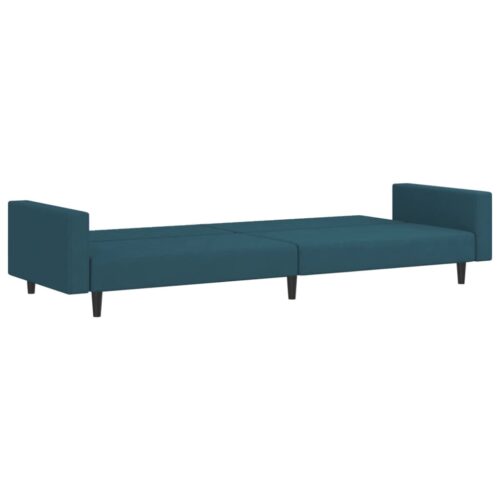 2-Seater Sofa Bed Blue Velvet - Image 5