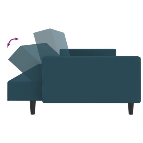 2-Seater Sofa Bed Blue Velvet - Image 6