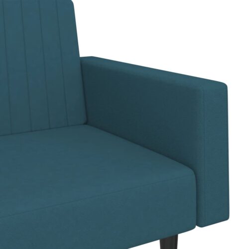2-Seater Sofa Bed Blue Velvet - Image 8