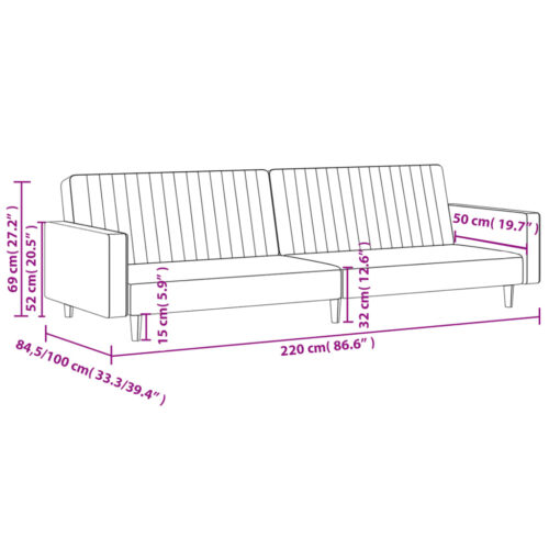 2-Seater Sofa Bed Blue Velvet - Image 10
