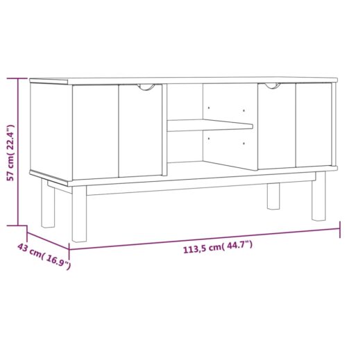 TV Cabinet OTTA 113.5x43x57cm Solid Wood Pine - Image 6