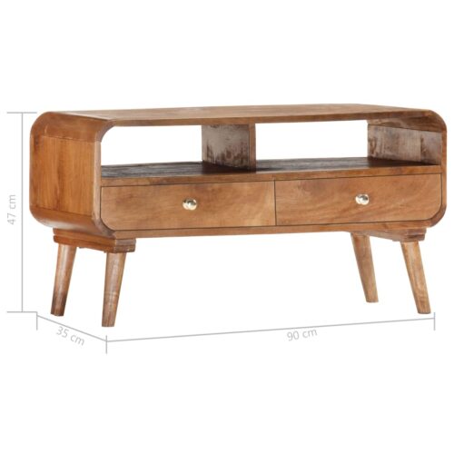 TV Cabinet 90x35x47cm Solid Mango Wood - Image 6