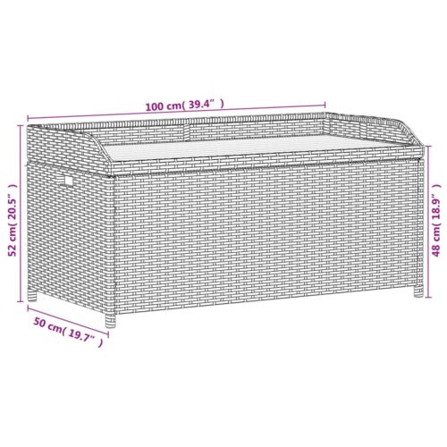 Storage Bench Black 100x50x52cm Poly Rattan Acacia Wood - Image 11
