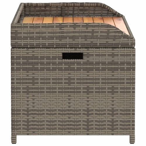 Storage Bench Grey 100x50x52cm Poly Rattan Acacia Wood - Image 5