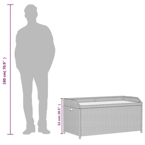 Storage Bench Grey 100x50x52cm Poly Rattan Acacia Wood - Image 10